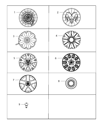 2007 Chrysler 300 Hub Cap, Center Diagram for 4895432AA