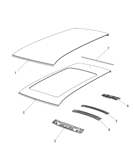 2017 Jeep Cherokee Header Roof Front Diagram for 68102830AC