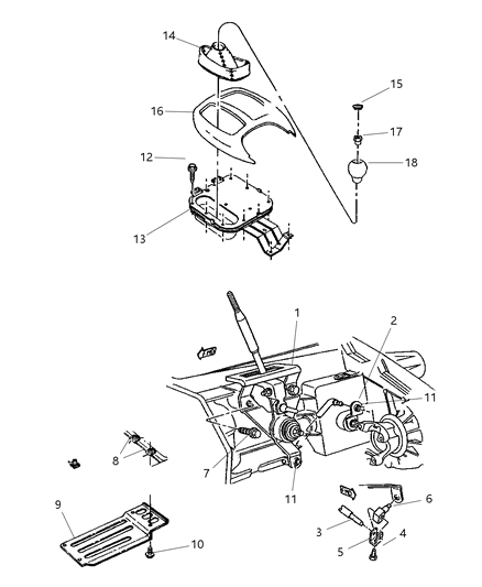 2000 Dodge Dakota Grommet Shift Lever Diagram for 5017960AA