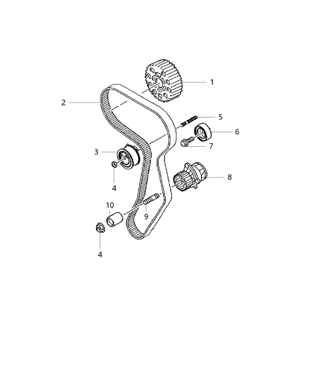 2009 Dodge Caliber Bolt Hexagon Head M10X50 Diagram for 68001498AB