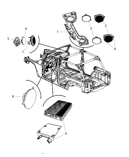 2011 Jeep Wrangler Enclosure Speaker Diagram for 5KH98DX9AH