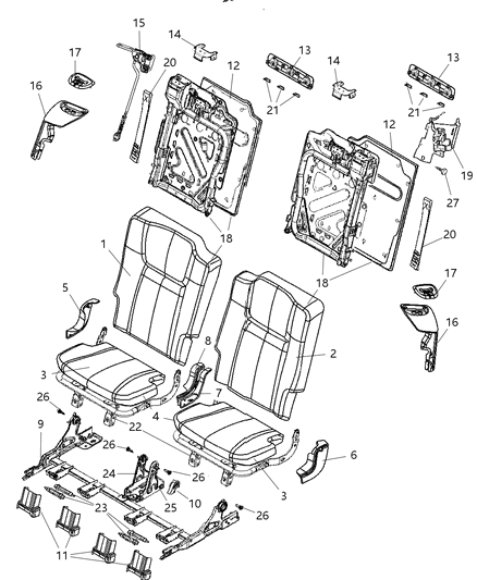 2008 Jeep Commander Rear Seat - Split Seat Diagram 6 - Thumbnail