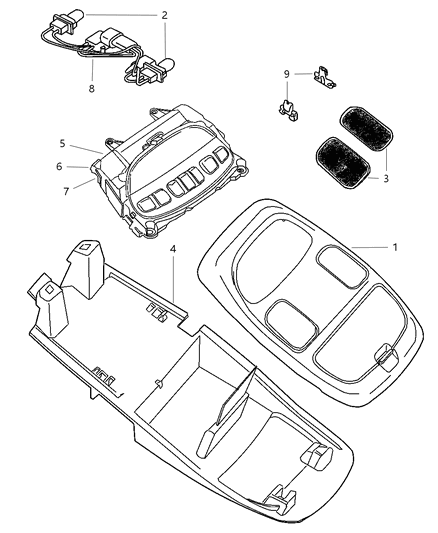2008 Dodge Ram 3500 Module Overhead Console Diagram for 56046107AA