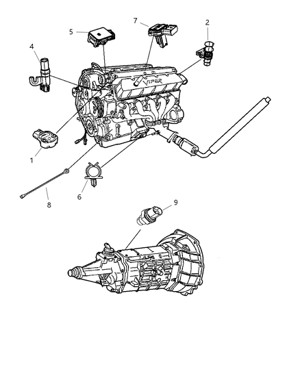 2008 Dodge Viper Sensors - Engine Diagram