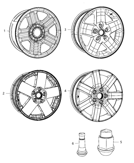 2011 Jeep Wrangler Wheel Aluminum Diagram for 1TK93AAAAA