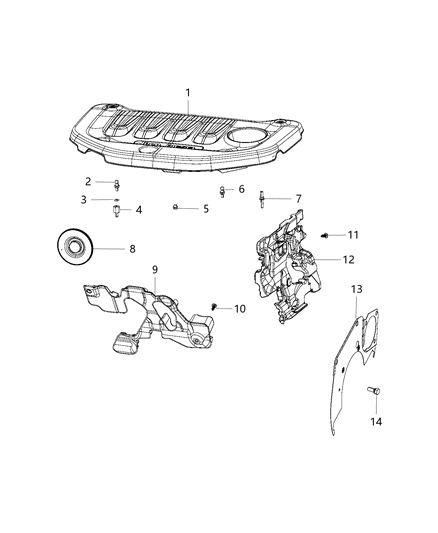 2019 Jeep Cherokee Engine Cover & Related Parts Diagram 2 - Thumbnail