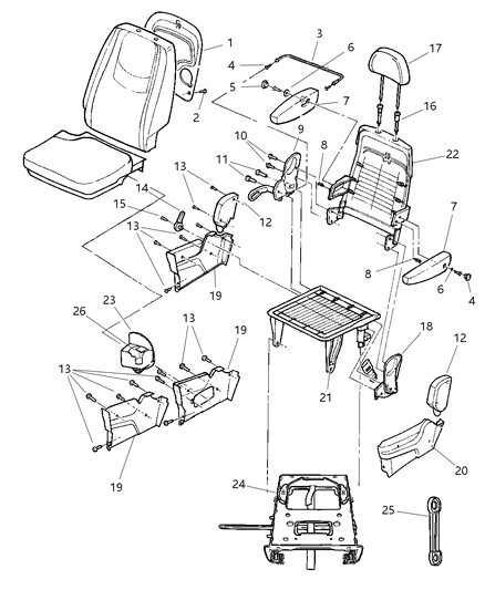 2007 Dodge Caravan Second Seat - Quad Diagram 1 - Thumbnail