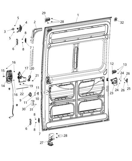 2018 Ram ProMaster 1500 Lock Actuator, Lower Passenger Side Diagram for 68226178AD