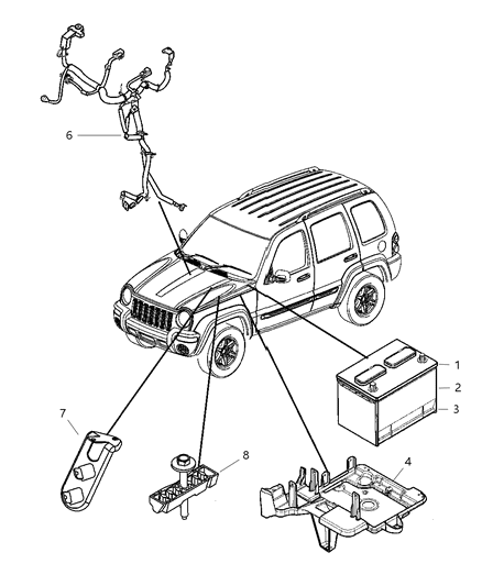 2006 Jeep Liberty Battery Tray Diagram for 55360654AB