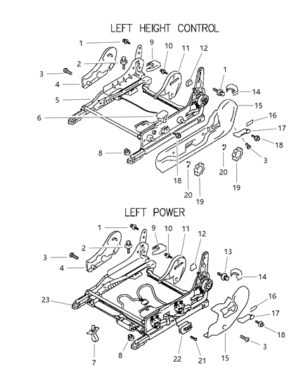 1997 Dodge Avenger Lever Front Seat Recliner Diagram for MR766379