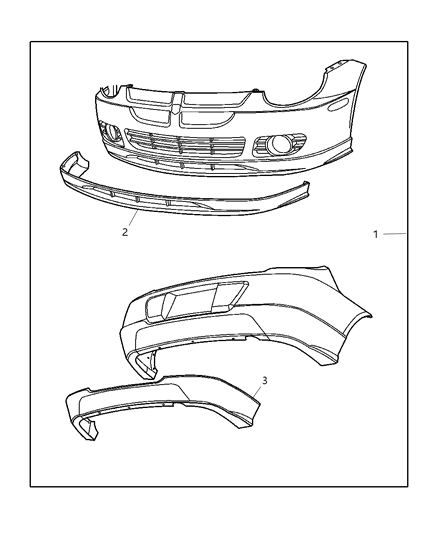 2004 Dodge Neon Fascia Rear Primed Diagram for 5102976AA