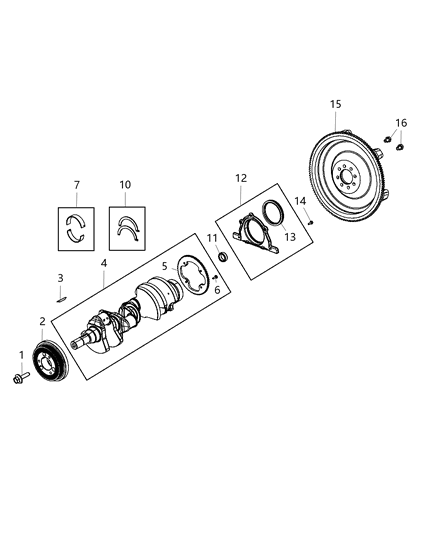 2020 Dodge Challenger Crankshaft, Crankshaft Bearings, Damper And Flywheel Diagram 3 - Thumbnail