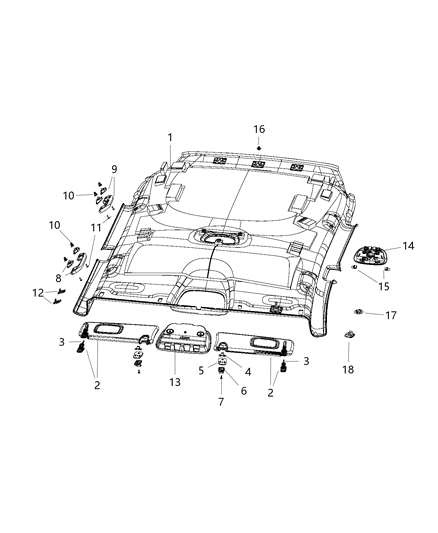 2019 Jeep Cherokee Console Base Diagram for 68410581AA