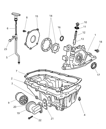 2001 Chrysler PT Cruiser Engine Oiling Diagram 2 - Thumbnail