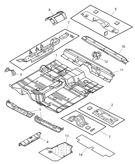 2005 Dodge Stratus Front Floor Pan Diagram for 4814982AB