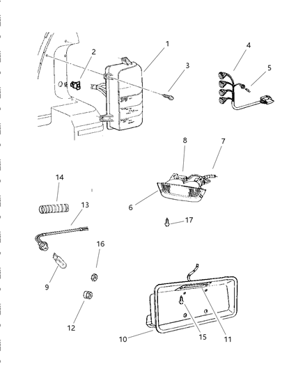 1998 Jeep Grand Cherokee Tail Lamp Assembly Diagram for 55155738AA