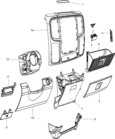 2017 Ram 1500 Instrument Panel Trim Diagram 1 - Thumbnail