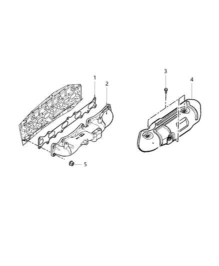 2018 Jeep Wrangler JK (Previous-generation) Exhaust Manifold & Heat Shield Diagram