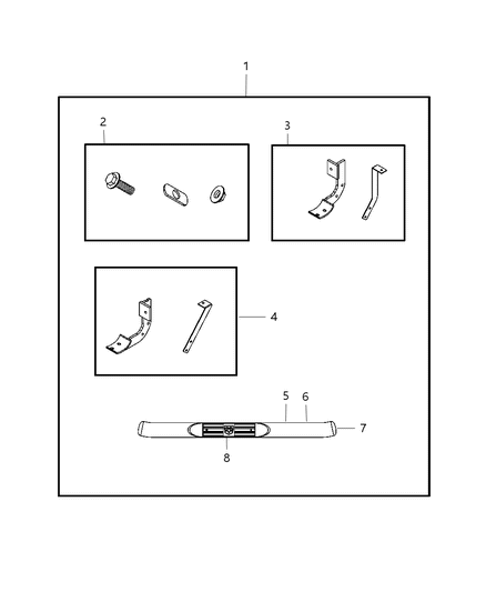 2007 Dodge Ram 1500 Tubular Side Step Diagram 2 - Thumbnail