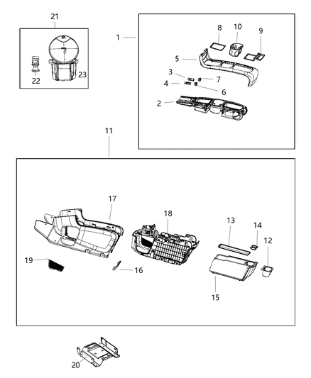 2017 Dodge Grand Caravan Floor Console Front Diagram 1 - Thumbnail