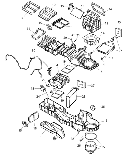 2007 Dodge Ram 3500 Cab Chassis Air Conditioner & Heater Unit Diagram 1 - Thumbnail