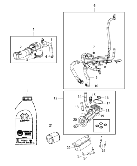 2017 Ram 3500 Pickup Engine Oil, Engine Oil Filter, Adapter And Cooler Diagram 2 - Thumbnail