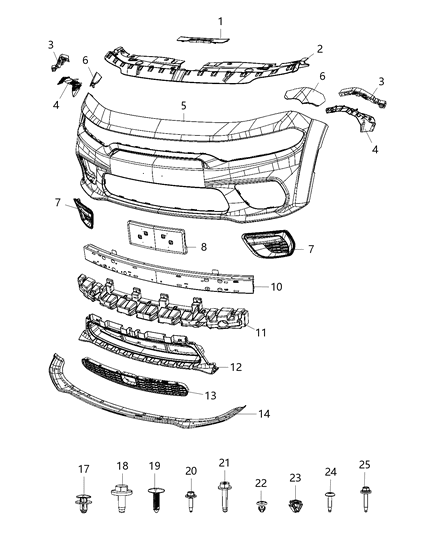 2020 Dodge Charger Bumper Cover, Front Diagram for 68488285AC