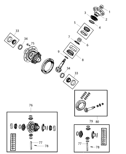 2018 Jeep Wrangler JK (Previous-generation) Differential Assembly of Front Axle; Differential And Drive Line Diagram 1 - Thumbnail