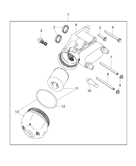 2019 Jeep Cherokee Adapter Engine Oil Filter And Cooler Complete Diagram for 68408389AA