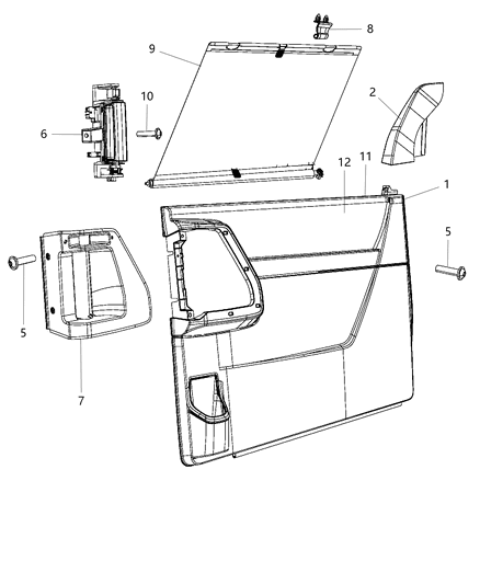 2014 Ram C/V Sliding Door Trim Panels Diagram