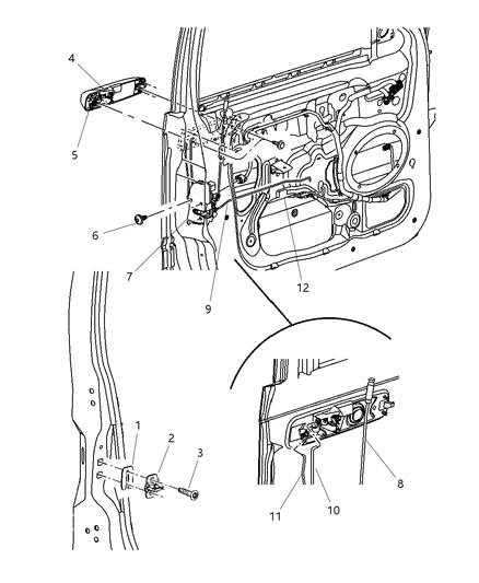 2007 Jeep Grand Cherokee Knob And Link Door Latch Diagram for 55396906AB
