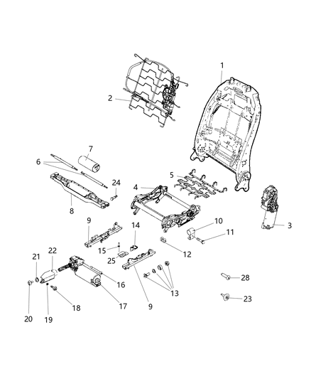 2020 Jeep Renegade Seat Frame, Front Diagram for 68284376AA