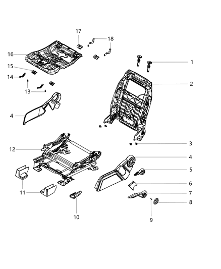 2020 Dodge Journey Adjusters, Recliners, Shields And Risers - Driver Seat Diagram 1 - Thumbnail