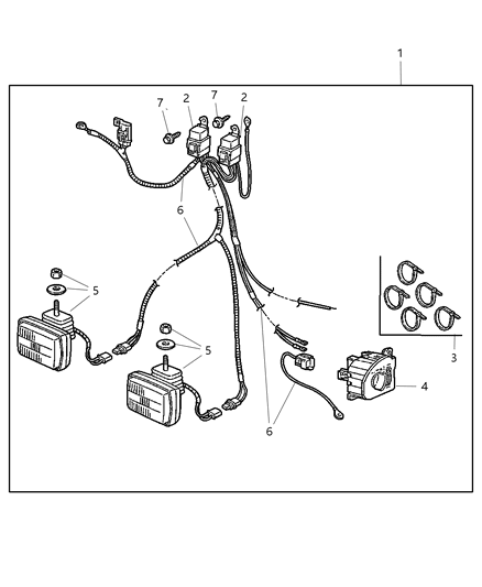 2001 Dodge Ram 2500 Regular Cab Fog Lamp Kit - Brush Guard Diagram
