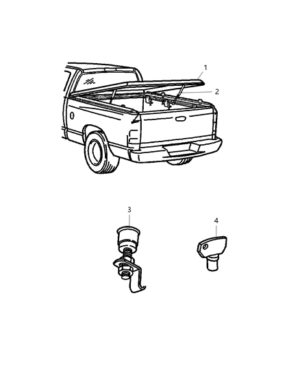 2007 Dodge Ram 3500 Pickup Cover Kit - Tonneau Hard, One Piece Diagram