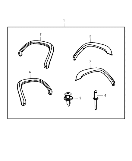 2011 Ram Dakota Molding Kit - Wheel Flares Diagram
