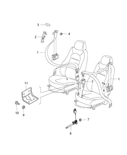 2015 Ram ProMaster City Lap & Shoulder Belt, Front Passenger Side Diagram for 5YG69LXHAA