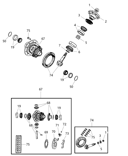 2019 Jeep Wrangler Differential Assembly of Rear Axle; Differential And Drive Line Diagram 2 - Thumbnail