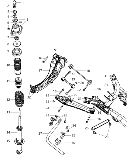 2007 Dodge Caliber Lower Bushing, Rear Upper Diagram for 5105879AA