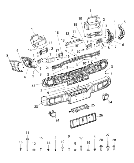 2021 Jeep Wrangler Bumper, Rear Diagram 3 - Thumbnail