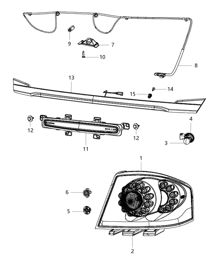 2011 Chrysler 200 Applique License Lamp Diagram for 68082982AC