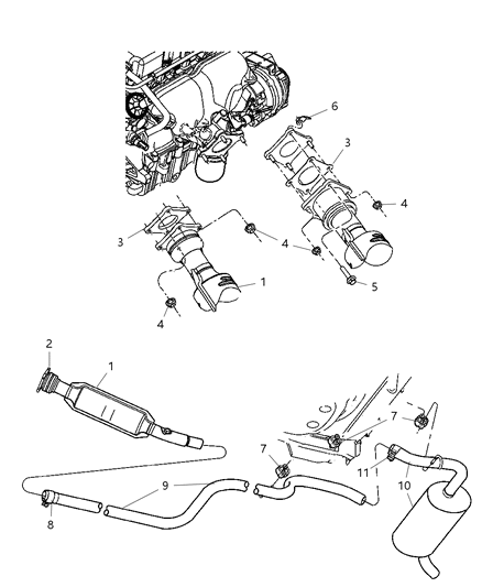 2005 Chrysler PT Cruiser Pipe Exhaust Extension Diagram for 5085910AB