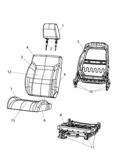 2010 Dodge Nitro Seat Back Heater, Front Diagram for 68059099AA