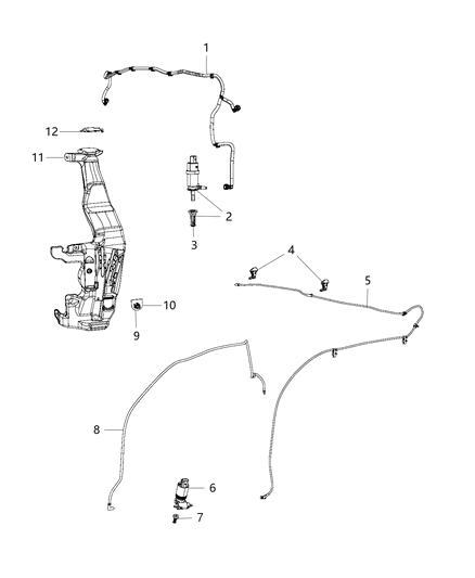 2017 Jeep Grand Cherokee Hose Windshield Washer, Front Diagram for 68275595AB