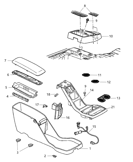 2006 Dodge Dakota Floor Console Diagram