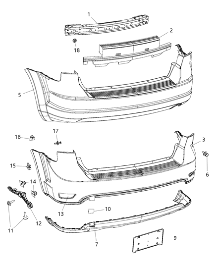 2015 Dodge Journey Fascia, Rear Diagram
