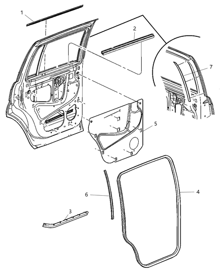 2005 Dodge Durango Seal Door Diagram for 55364225AB