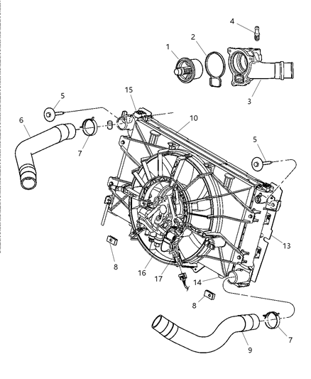 2003 Dodge Viper Radiator Engine Cooling Diagram for 5264994AB