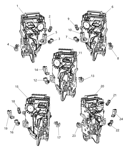 2009 Dodge Ram 1500 Latch Front Door Diagram for 4589646AA