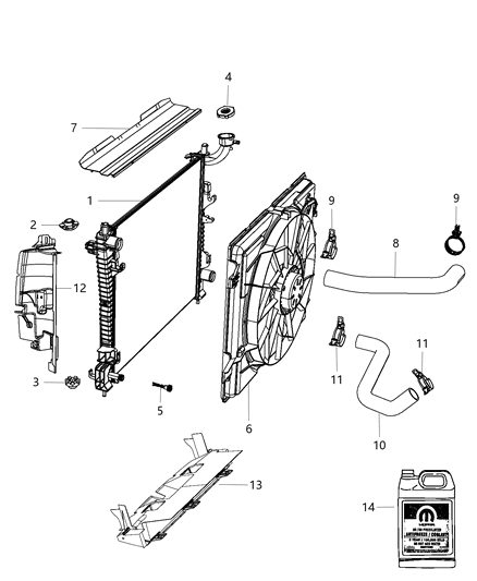 2011 Jeep Grand Cherokee Radiator & Related Parts Diagram 2 - Thumbnail